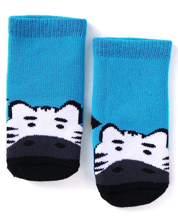 Cute Walk by Babyhug Ankle Length Antibacterial Socks with Animal Design Pack Of 3 - Blue & Yellow