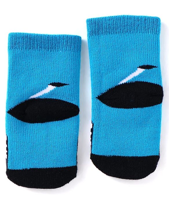 Cute Walk by Babyhug Ankle Length Antibacterial Socks with Animal Design Pack Of 3 - Blue & Yellow