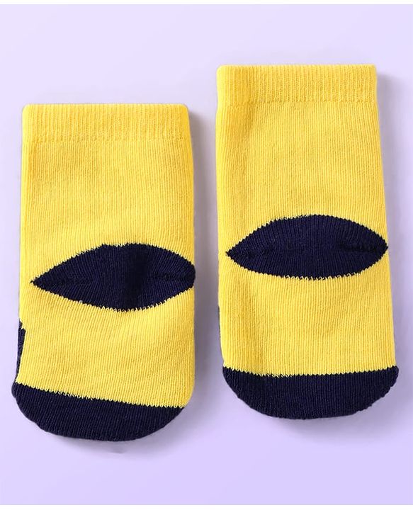 Cute Walk by Babyhug Ankle Length Antibacterial Socks with Animal Design Pack Of 3 - Blue Red & Yellow