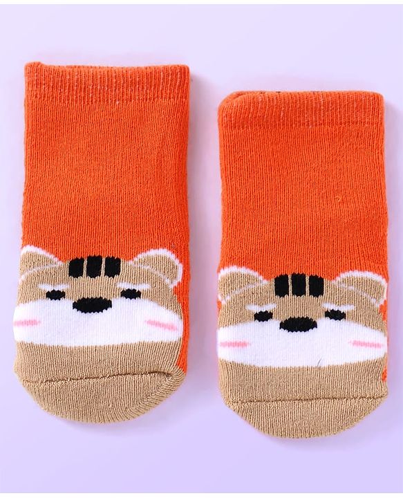 Cute Walk by Babyhug Ankle Length Antibacterial Socks with Animal Design Pack Of 3 - Blue Red & Yellow