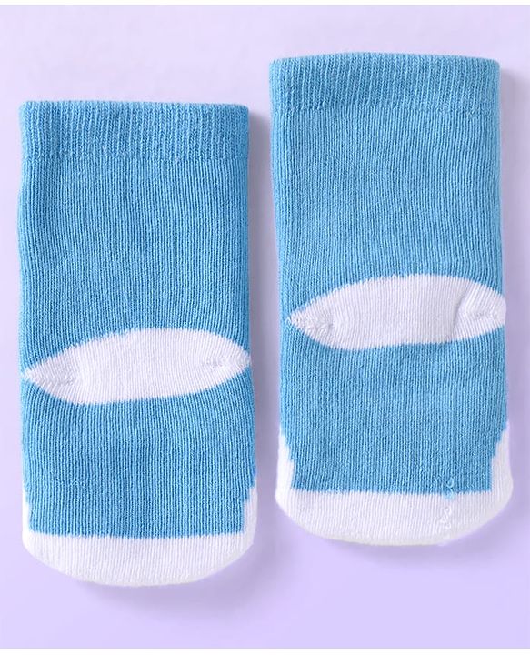 Cute Walk by Babyhug Ankle Length Antibacterial Socks with Animal Design Pack Of 3 - Blue Red & Yellow