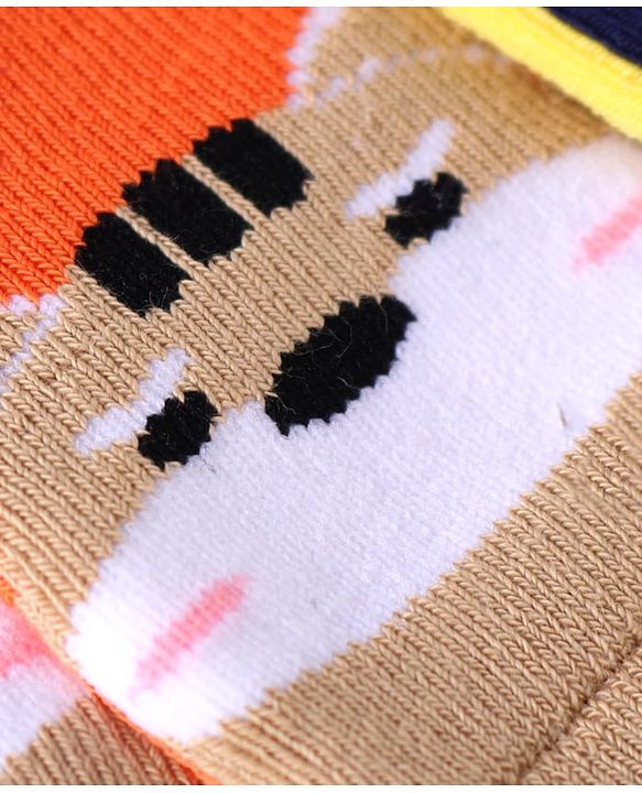 Cute Walk by Babyhug Ankle Length Antibacterial Socks with Animal Design Pack Of 3 - Blue Red & Yellow