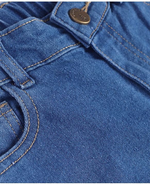 Pine Kids Woven Full Length Solid Washed Denim Jeans - Blue