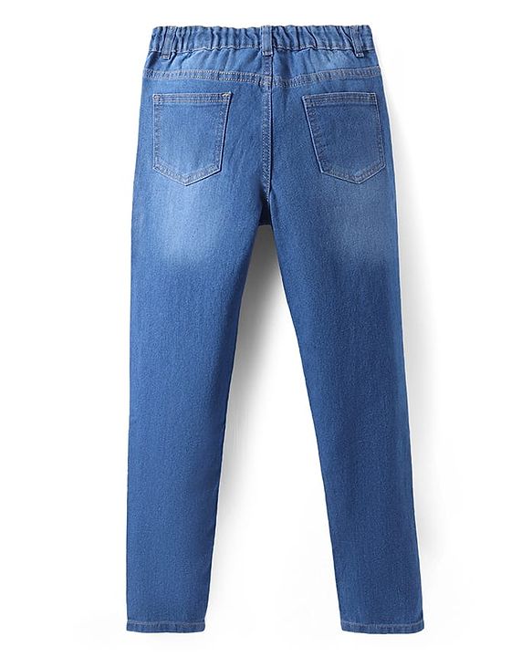 Pine Kids Woven Full Length Solid Washed Denim Jeans - Blue