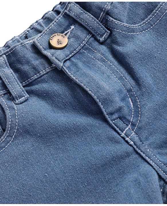 Pine Kids Woven Full Length Solid Washed Denim Jeans - Light Blue