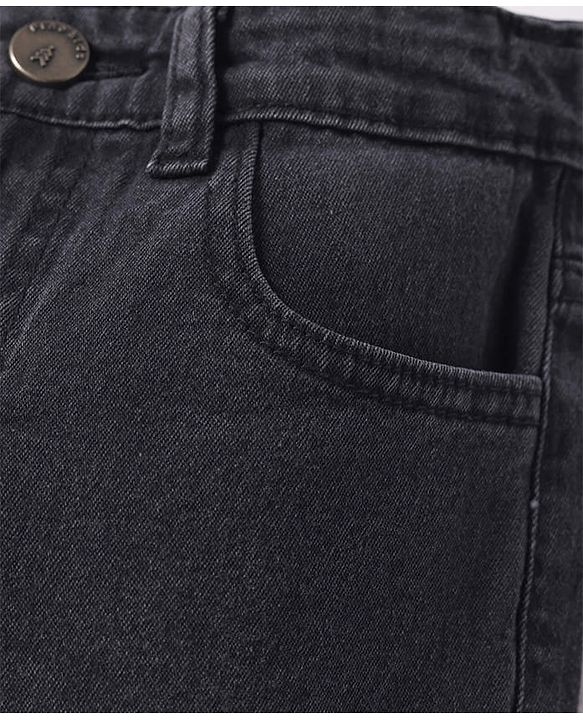 Pine Kids Woven Full Length Solid Washed Denim Jeans - Navy Blue