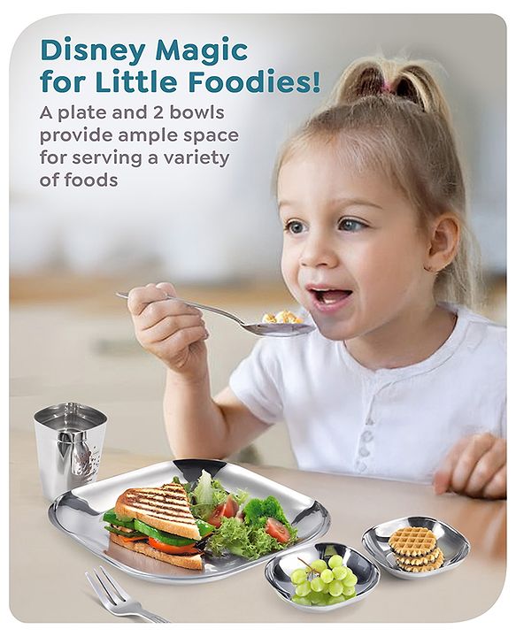 Babyhug Disney Minnie Mouse Stainless Steel Spoon & Fork Set| Easy to Clean & Maintain| Encourage Self Feeding| Laser Print| Dishwasher Safe - Silver
