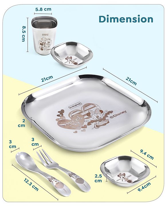 Babyhug Disney Minnie Mouse Stainless Steel Spoon & Fork Set| Easy to Clean & Maintain| Encourage Self Feeding| Laser Print| Dishwasher Safe - Silver
