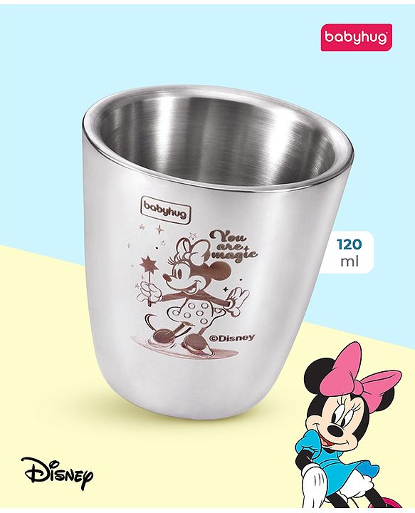 Babyhug Disney Mickey Mouse Stainless Steel Double Wall Tumbler Silver - 120 ml