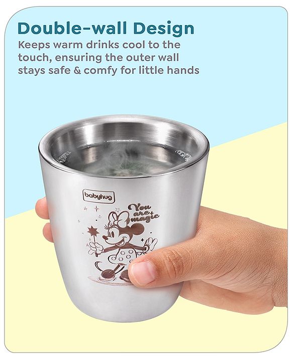 Babyhug Disney Mickey Mouse Stainless Steel Double Wall Tumbler Silver - 120 ml