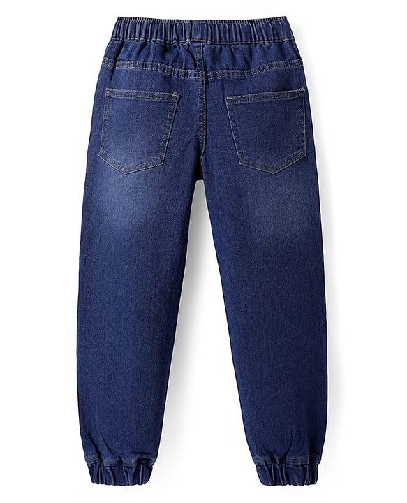 Pine Kids Woven Full Length Solid Washed Denim Jeans - Navy Blue
