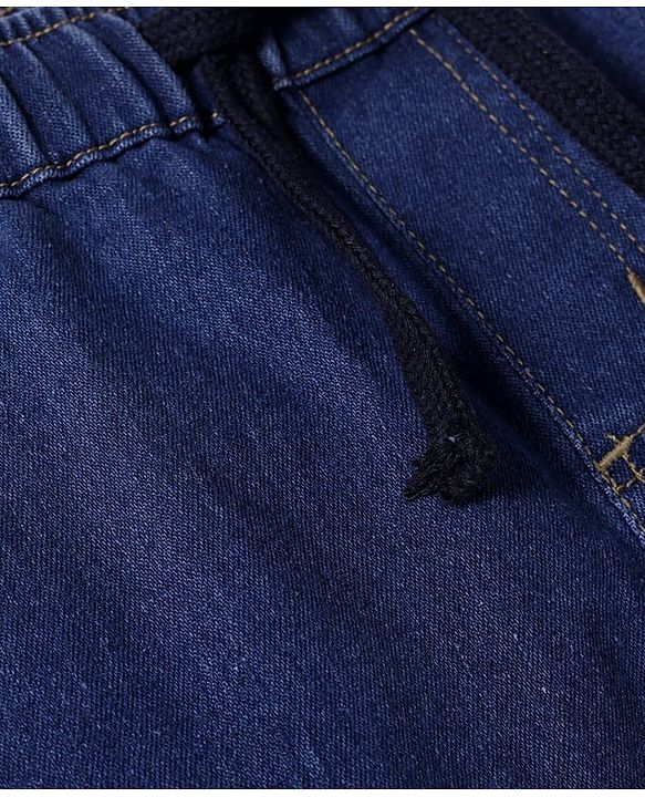Pine Kids Woven Full Length Solid Washed Denim Jeans - Navy Blue