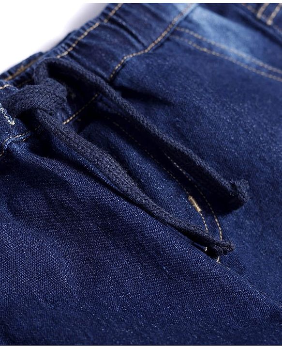 Pine Kids Woven Full Length Solid Washed Denim Jeans - Navy Blue