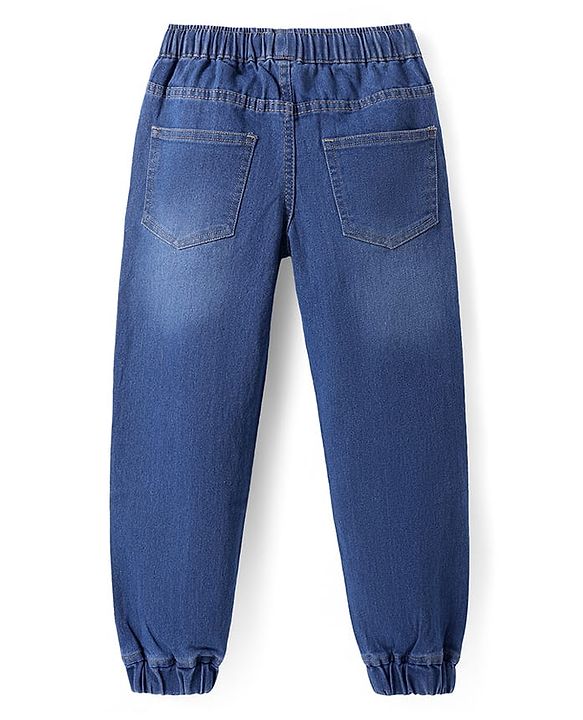 Pine Kids Woven Full Length Solid Washed Denim Jeans - Blue