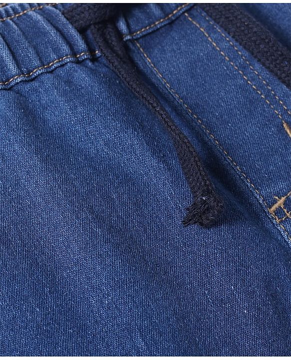 Pine Kids Woven Full Length Solid Washed Denim Jeans - Blue
