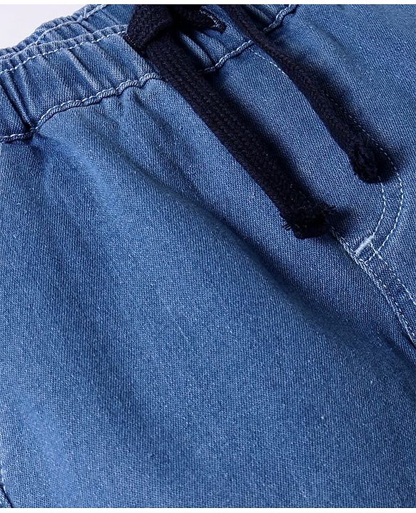 Pine Kids Woven Full Length Solid Washed Denim Jeans - Light Blue
