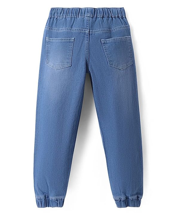 Pine Kids Woven Full Length Solid Washed Denim Jeans - Navy Blue