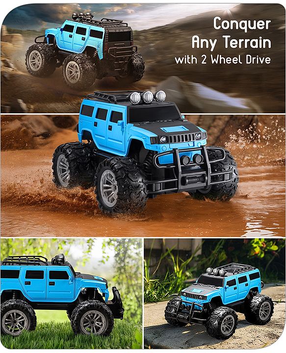 Babyhug Premium Off Roader Rechargeable Remote Control Truck With Normal & Turbo Speed & 4 Headlight Modes - Sky Blue