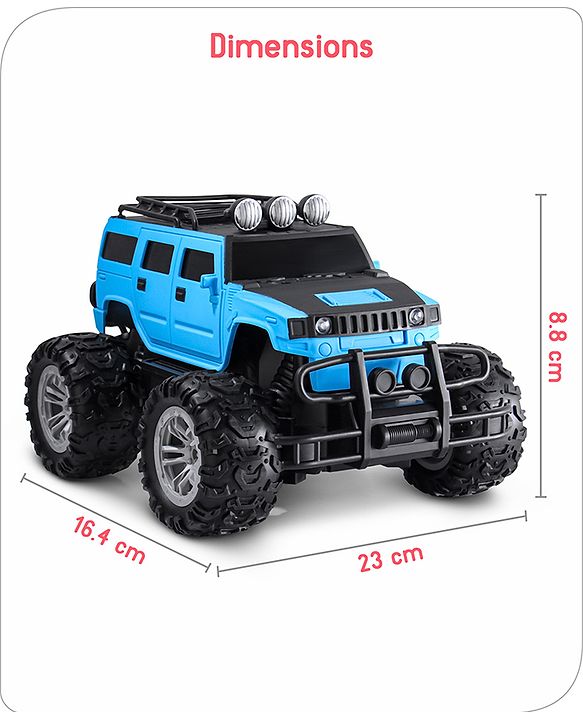 Babyhug Premium Off Roader Rechargeable Remote Control Truck With Normal & Turbo Speed & 4 Headlight Modes - Sky Blue