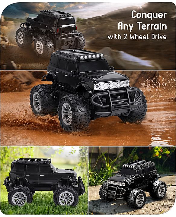 Babyhug Premium Off Roader Rechargeable Remote Control Truck With Normal & Turbo Speed & 4 Headlight Modes - Sky Blue