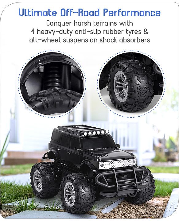 Babyhug Premium Off Roader Rechargeable Remote Control Truck With Normal & Turbo Speed & 4 Headlight Modes - Sky Blue