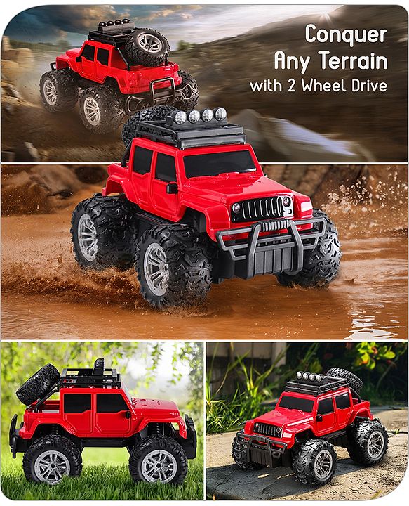 Babyhug Premium Off Roader Rechargeable Remote Control Truck With Normal & Turbo Speed & 4 Headlight Modes - Sky Blue