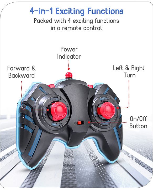 Babyhug Premium Off Roader Rechargeable Remote Control Truck With Normal & Turbo Speed & 4 Headlight Modes - Sky Blue
