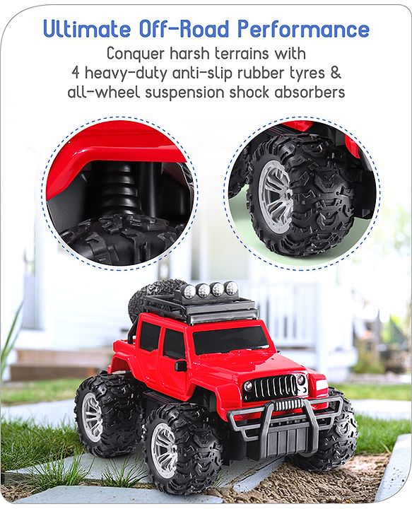 Babyhug Premium Off Roader Rechargeable Remote Control Truck With Normal & Turbo Speed & 4 Headlight Modes - Sky Blue