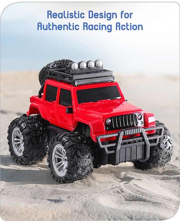Babyhug Premium Off Roader Rechargeable Remote Control Truck With Normal & Turbo Speed & 4 Headlight Modes - Sky Blue