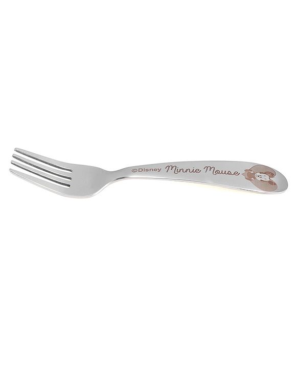 Babyhug Disney Mickey Mouse Stainless Steel Fork & Spoon Set | Easy to Clean & Maintain| Encourage Self Feeding| Laser Print| Dishwasher Safe| Gifting Option - Silver