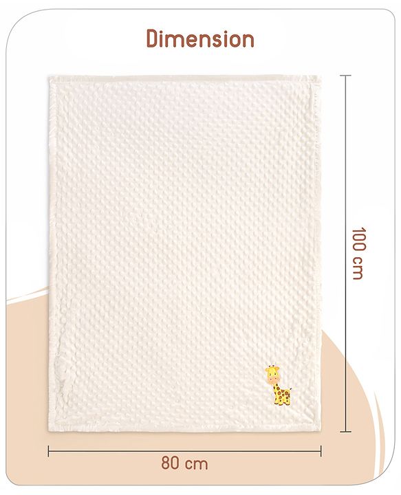 Babyhug Sleeping Bag Feeding Pillow & Blanket Combo Set with Giraffe Embroidery - White