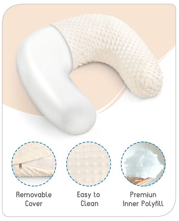 Babyhug Sleeping Bag Feeding Pillow & Blanket Combo Set with Giraffe Embroidery - White