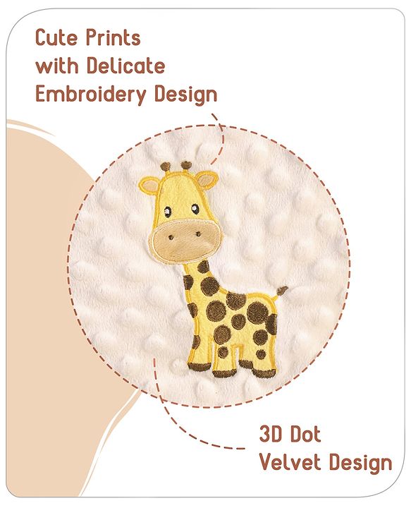 Babyhug Sleeping Bag Feeding Pillow & Blanket Combo Set with Giraffe Embroidery - White