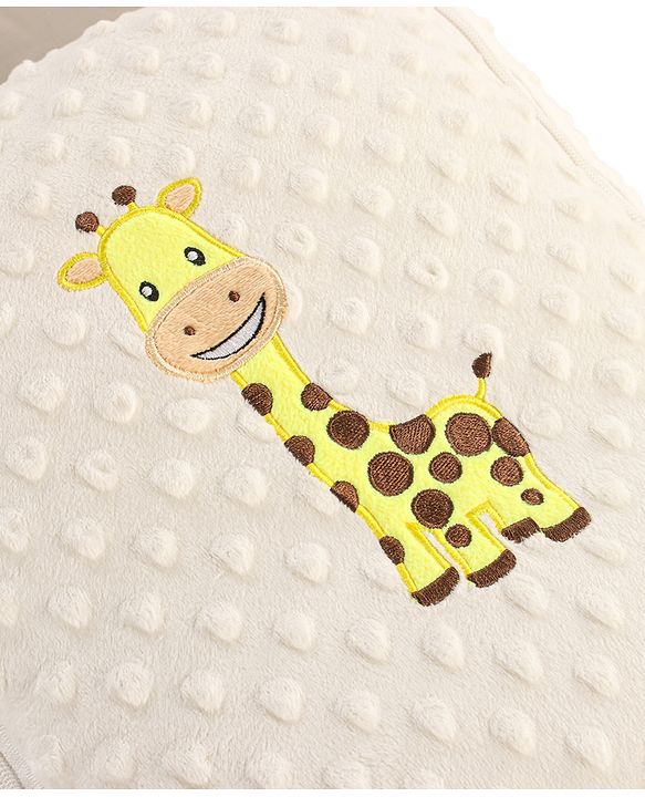 Babyhug Sleeping Bag Feeding Pillow & Blanket Combo Set with Giraffe Embroidery - White