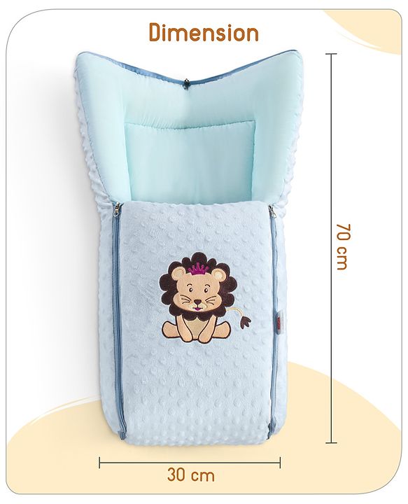 Babyhug Sleeping Bag Feeding Pillow & Blanket Combo Set with Giraffe Embroidery - White | Fits upto waist size 36 inches