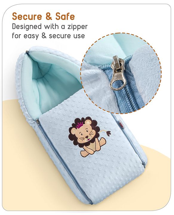 Babyhug Sleeping Bag Feeding Pillow & Blanket Combo Set with Giraffe Embroidery - White | Fits upto waist size 36 inches