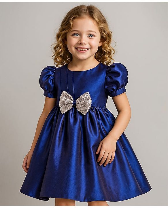 Babyhug Cotton Woven Singlet Sleeves Printed Frock With Smock Detailing Floral Applique & Bloomer - White main image 1