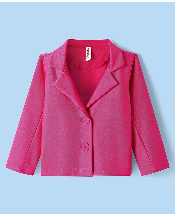 Babyhug Woven Full Sleeves Solid Colour  Blazer with Top & Trouser Set - Pink