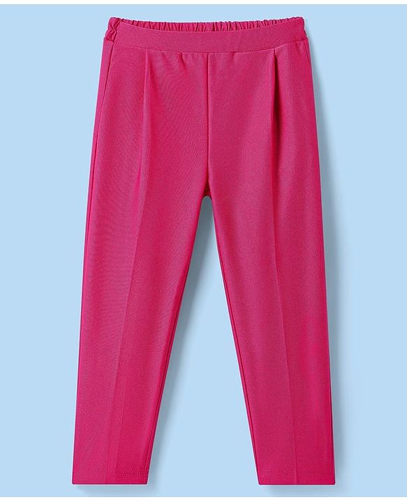 Babyhug Woven Full Sleeves Solid Colour  Blazer with Top & Trouser Set - Pink