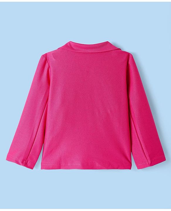 Babyhug Woven Full Sleeves Solid Colour  Blazer with Top & Trouser Set - Pink