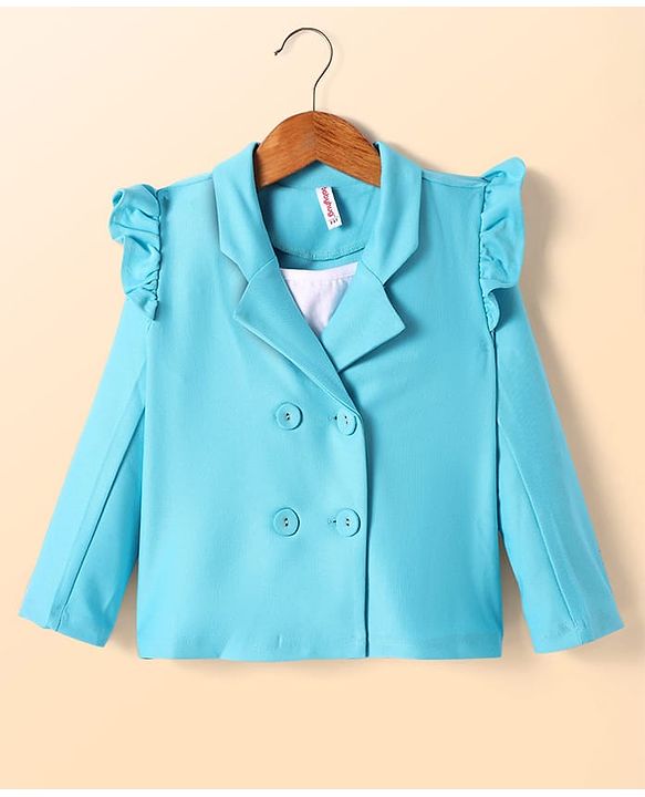 Babyhug Woven Full Sleeves Solid Top & Trouser with Inner Tee - Aqua Blue