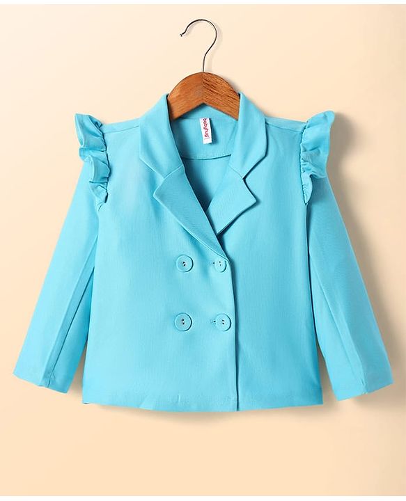 Babyhug Woven Full Sleeves Solid Top & Trouser with Inner Tee - Aqua Blue