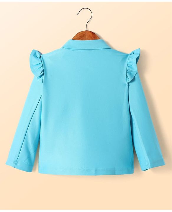 Babyhug Woven Full Sleeves Solid Top & Trouser with Inner Tee - Aqua Blue