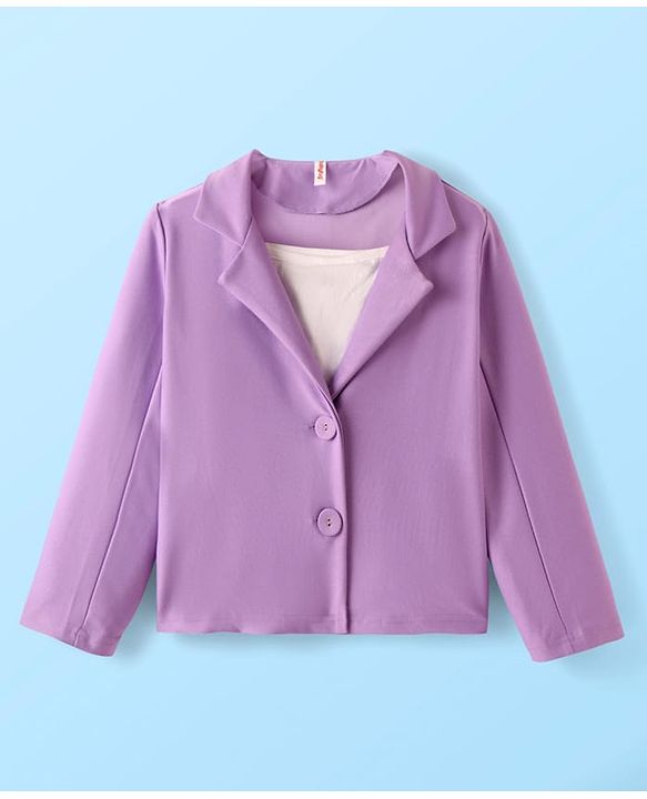 Babyhug Woven Full Sleeves Solid Colour Party Suit With Inner Top - Lilac
