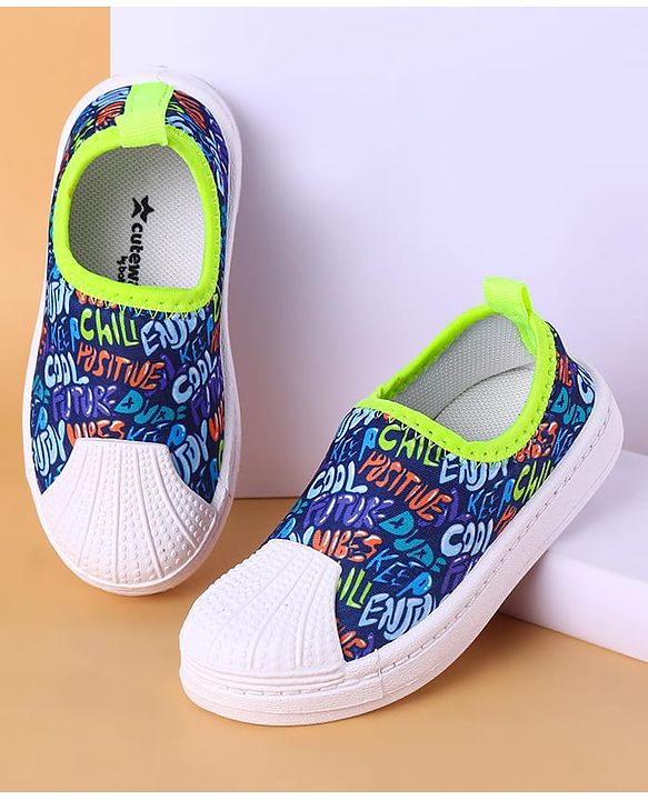 Cute Walk by Babyhug Slip On Casual Shoes With Text Print - Blue
