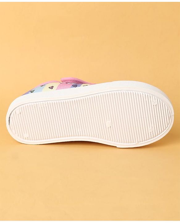 Cute Walk by Babyhug Velcro Closure Casual Shoes with Hearts Print - Pink