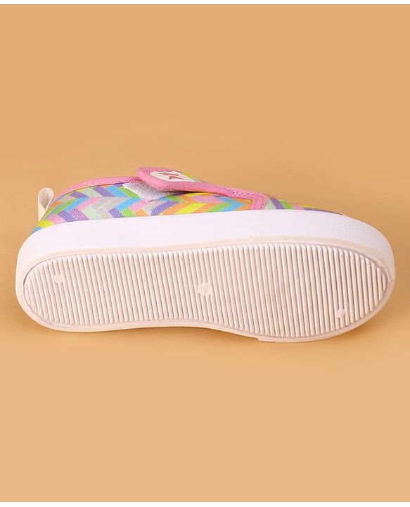 Cute Walk by Babyhug Velcro Closure Casual Shoes with Stripes  - Pink