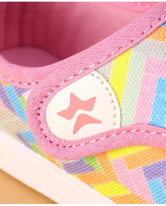 Cute Walk by Babyhug Velcro Closure Casual Shoes with Stripes  - Pink
