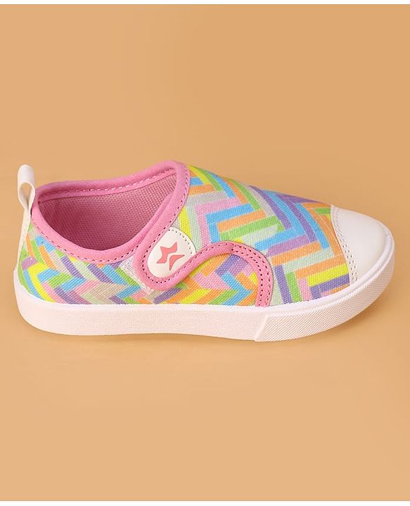 Cute Walk by Babyhug Velcro Closure Casual Shoes with Stripes  - Pink
