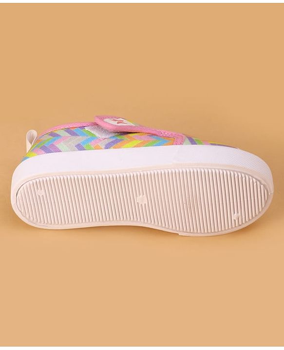 Cute Walk by Babyhug Velcro Closure Casual Shoes with Stripes  - Pink